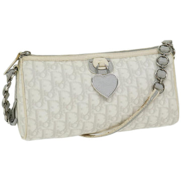 CHRISTIAN DIOR Trotter Romantic Shoulder Bag PVC Gray White Auth 66699