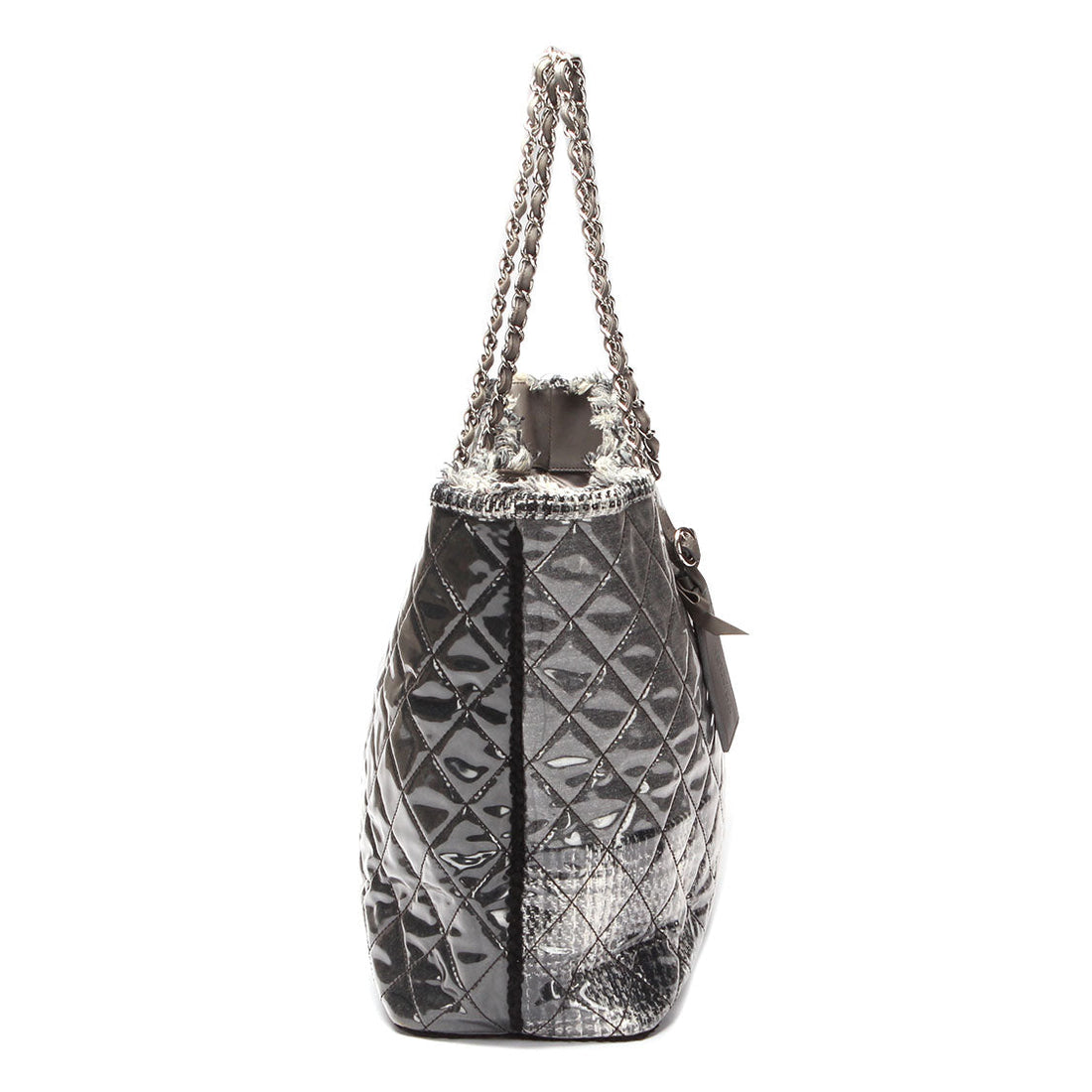 Chanel Quilted Funny Tweed Patchwork Tote Plastic Tote Bag in Excellent condition