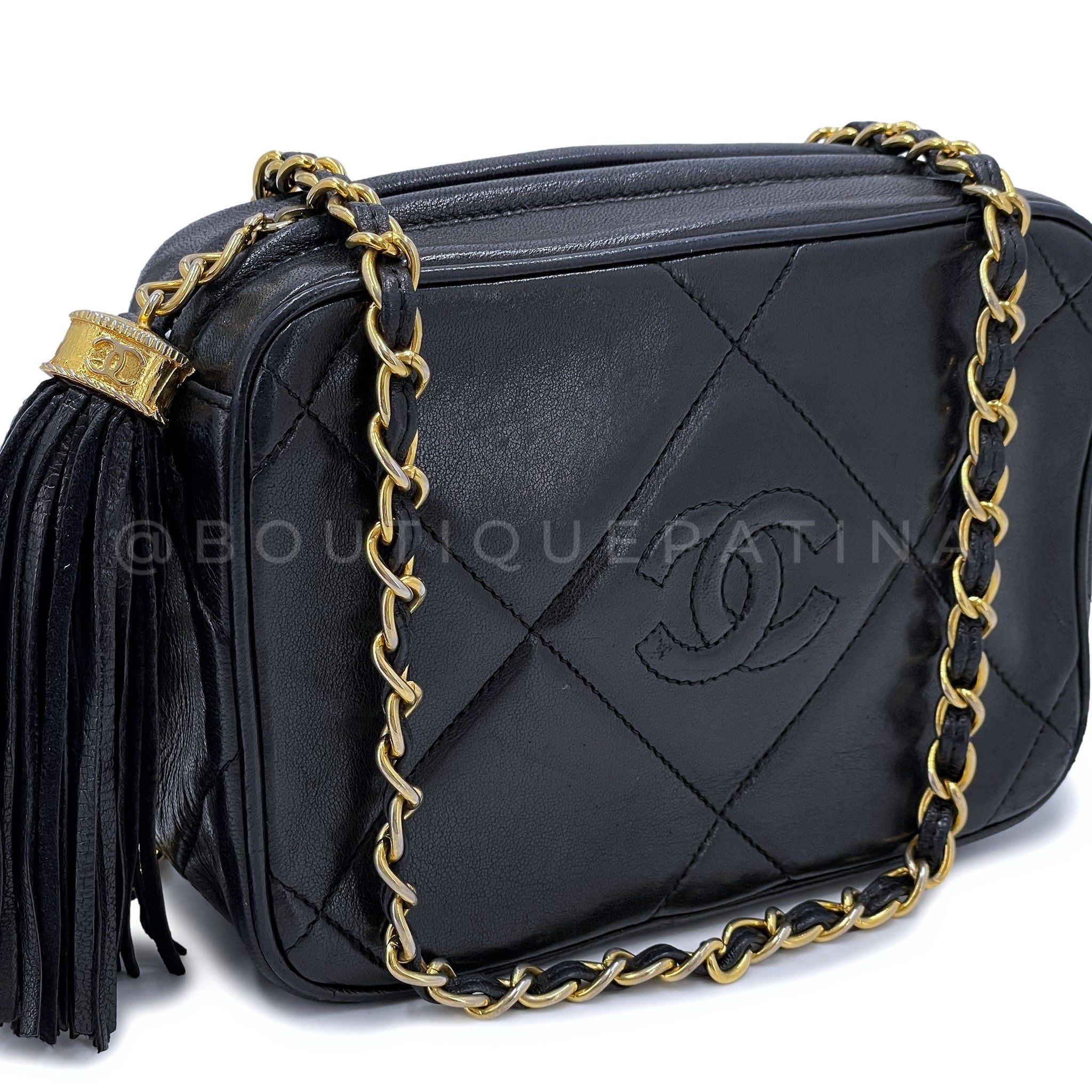 Chanel 1987 Vintage Black Mini Camera Case Bag 24k GHW Lambskin