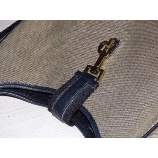 Gucci Jackie New O Logo Navy And Grey Leather Canvas Hobo Bag