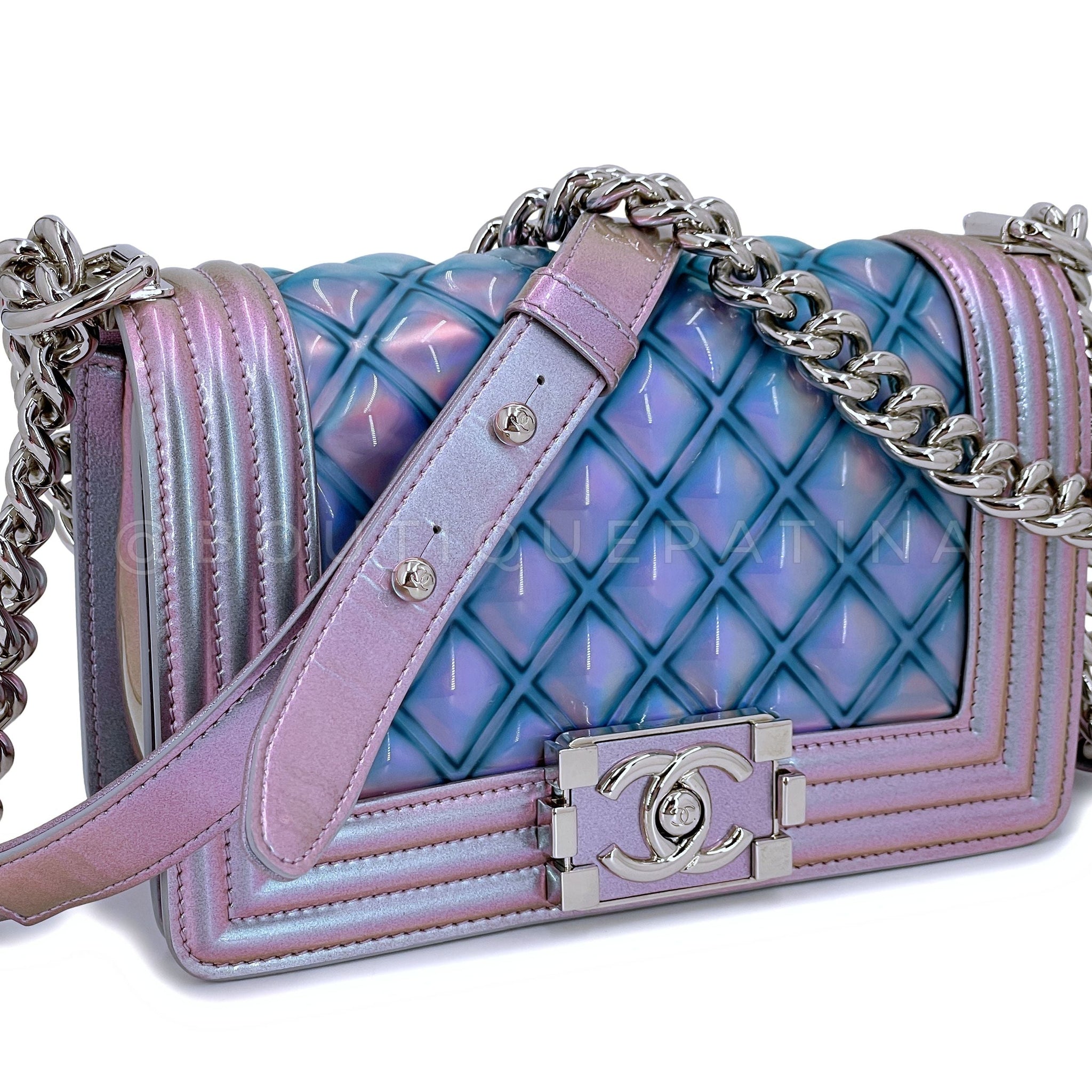 Chanel 18S Purple Mermaid Iridescent Water Boy Flap Bag Small