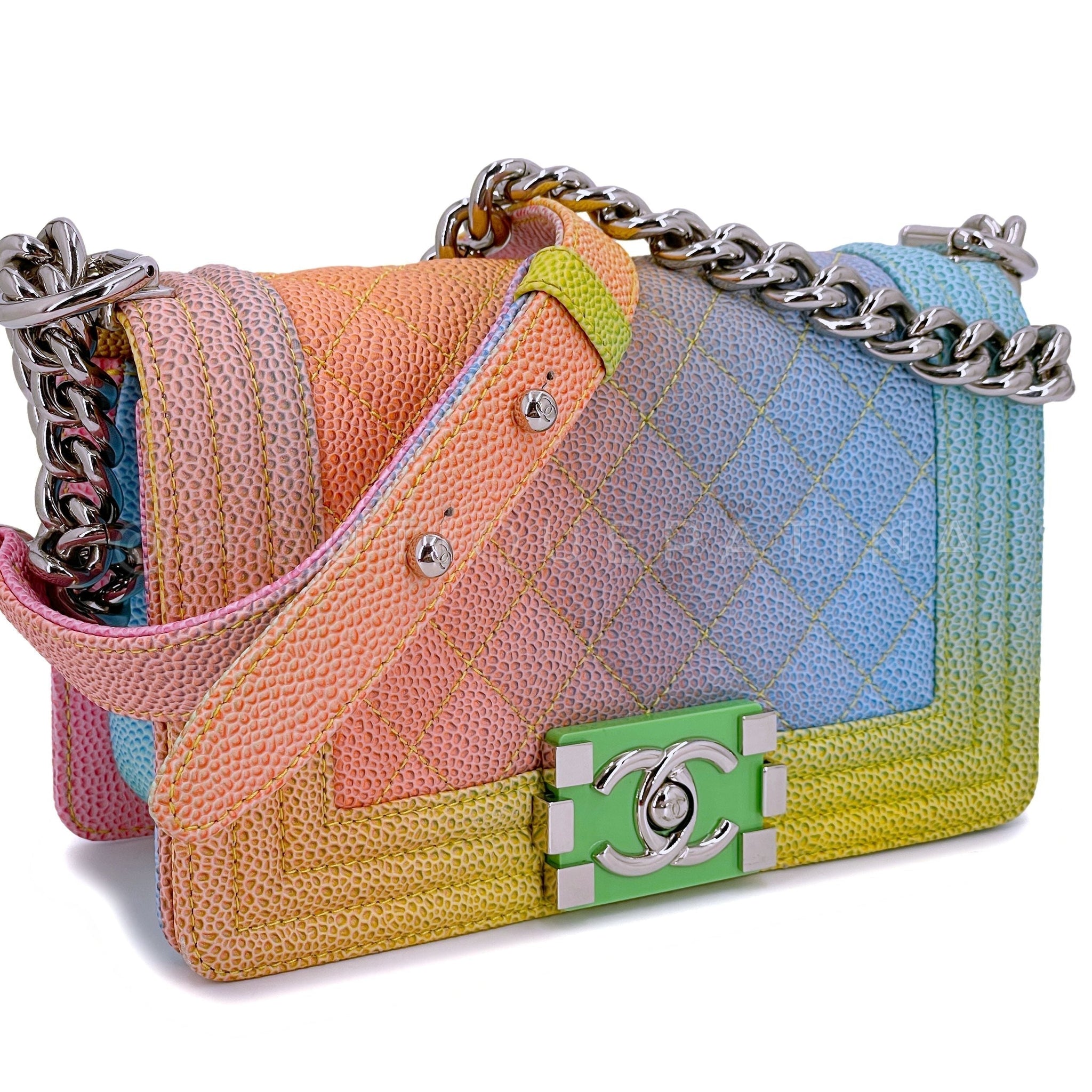 Chanel 17C Rainbow Caviar Coco Cuba Small Boy Flap Bag