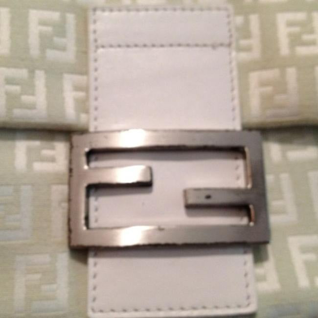 Fendi White Zucchino Print Canvas & White Leather Mamma Forever Shoulder Bag