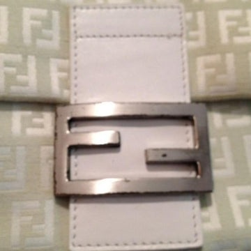 Fendi White Zucchino Print Canvas & White Leather Mamma Forever Shoulder Bag