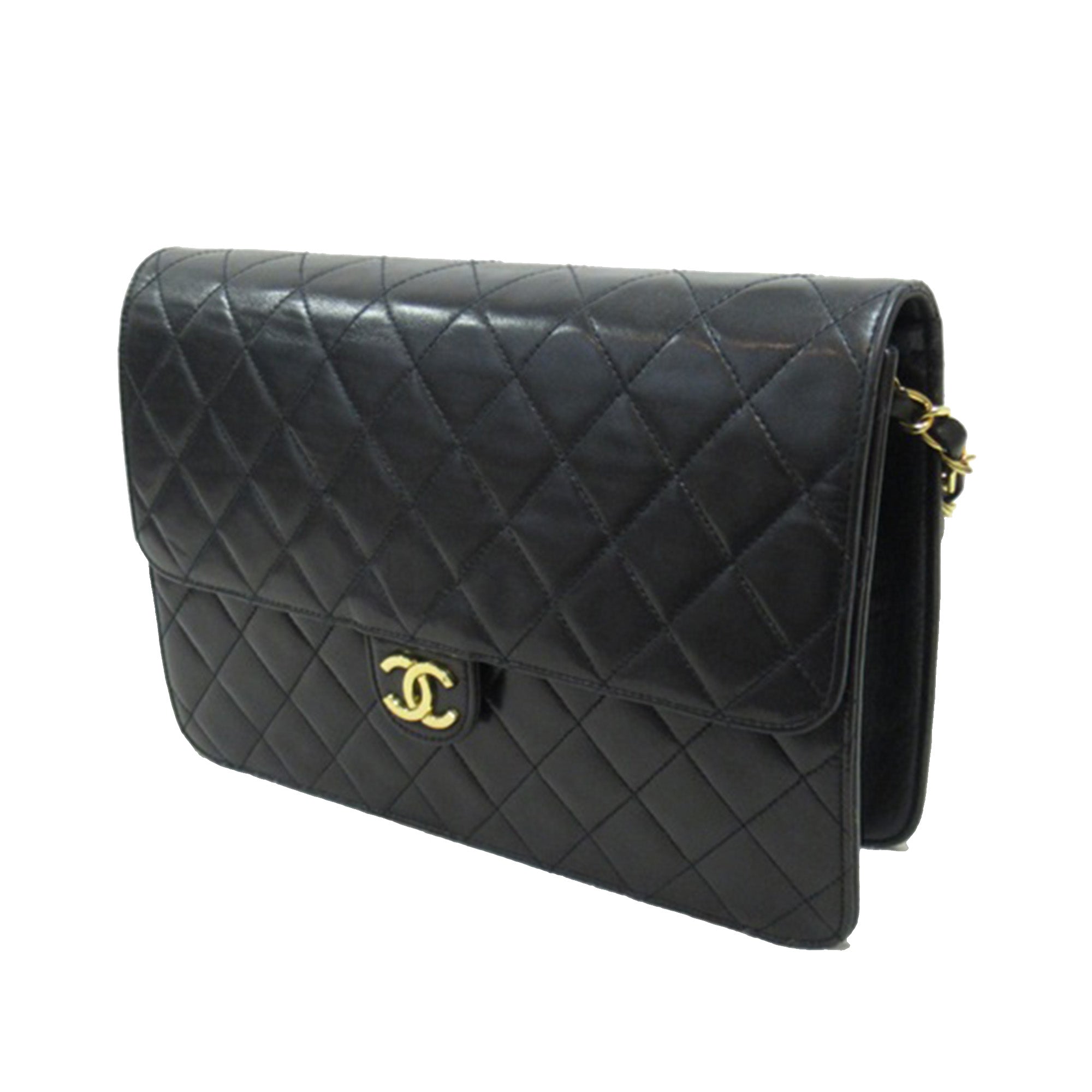 Chanel CC Quilted Lambskin Single Flap Crossbody Bag