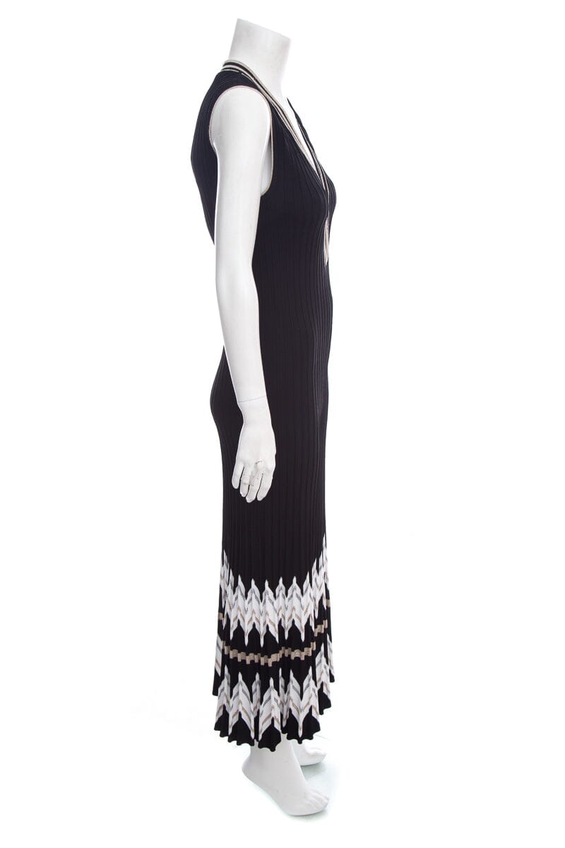 D. Exterior Black Knit Sleeveless V Neck Dress SZ S