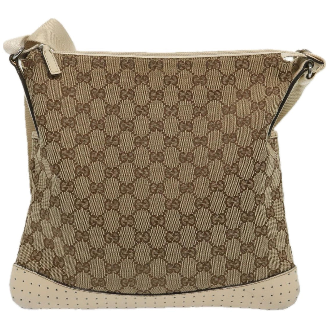 GUCCI GG Canvas Shoulder Bag Beige 145857 Auth 67450