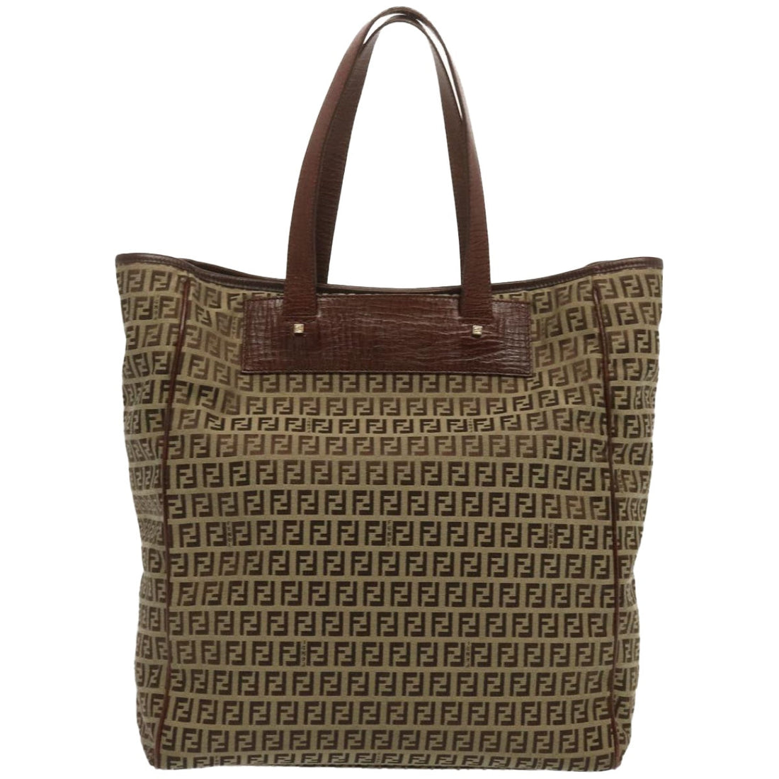 FENDI Zucchino Canvas Hand Bag Brown Auth 67454