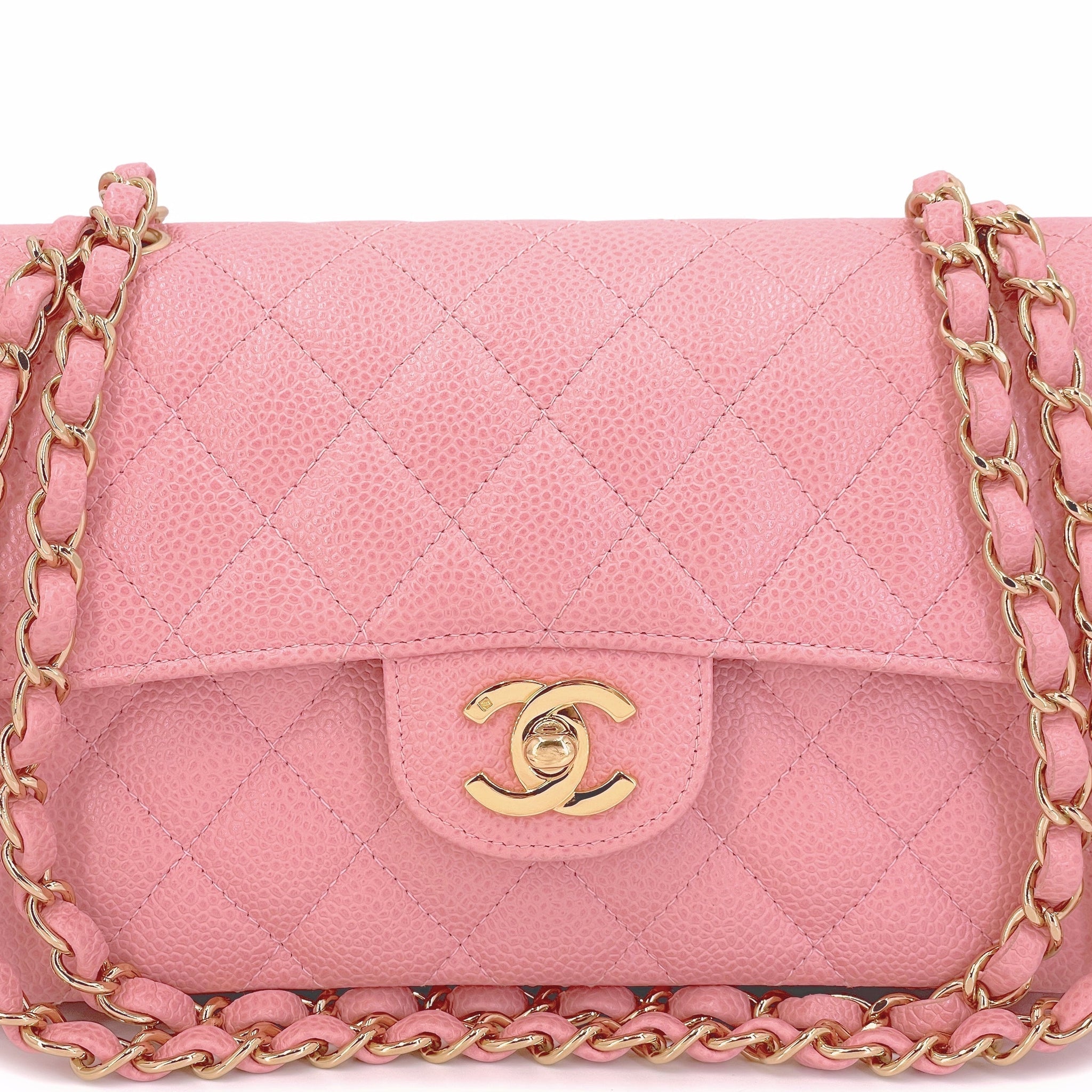 Chanel 2005 Vintage Sakura Pink Small Classic Double Flap Bag 24k GHW