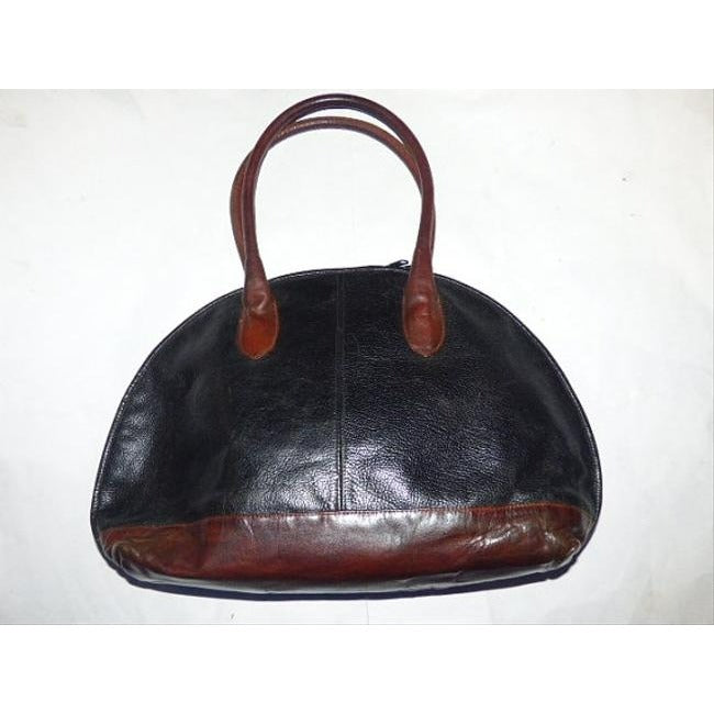 Unisa Xl Colorblock Style Purse Black Brown Leather Satchel