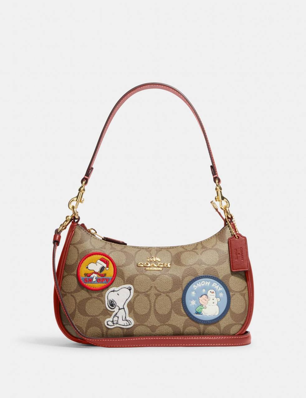 Coach X Peanuts Teri Shoulder Bag In Signature Canvas With Patches