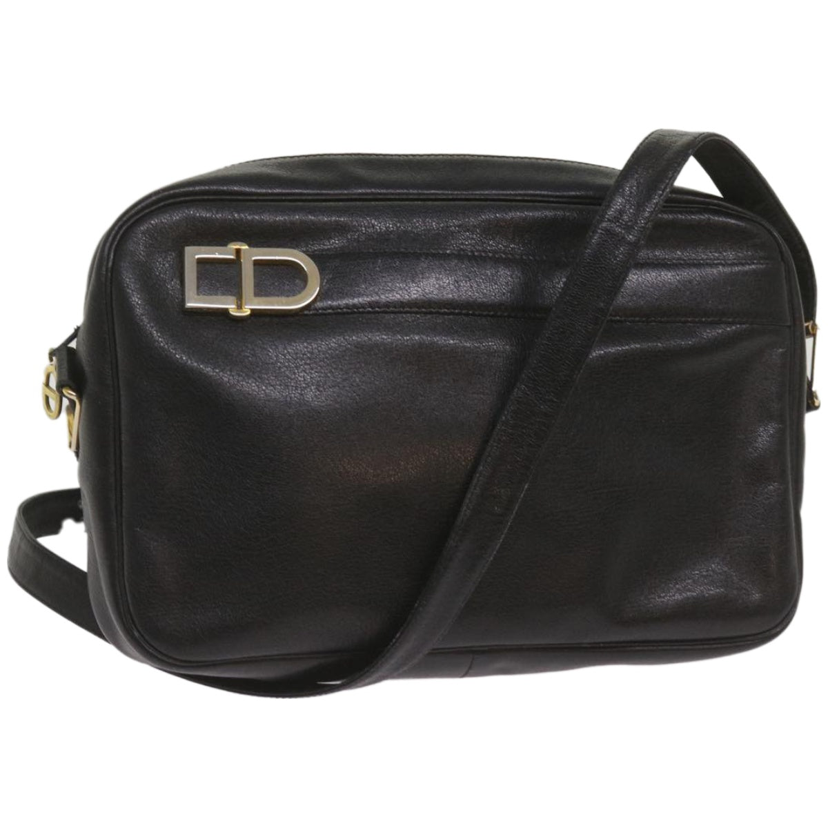 CHRISTIAN DIOR Shoulder Bag Leather Black Auth 68230