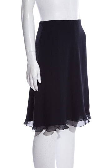 Chanel  '01 Navy Ruffle Hem Skirt SZ 36