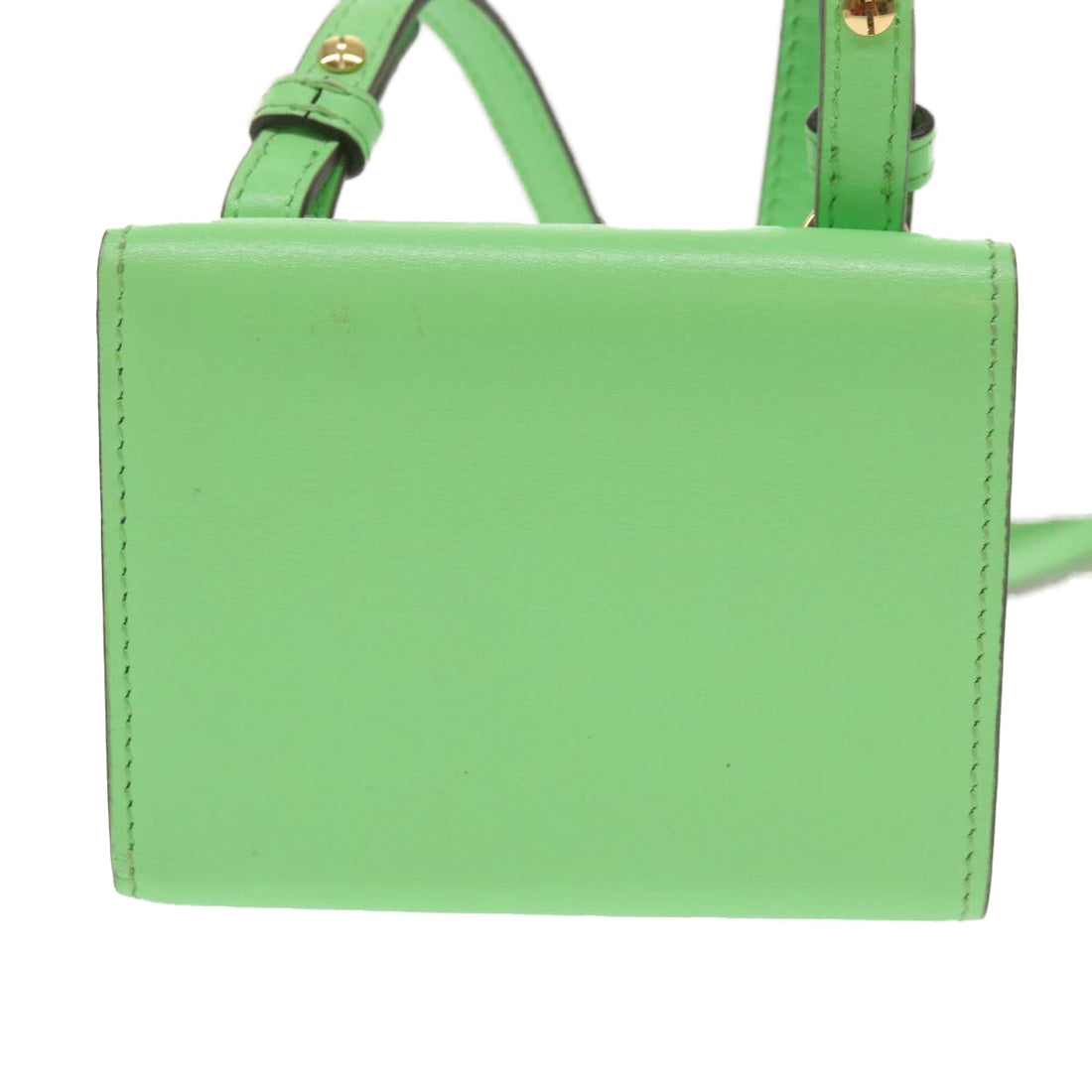 FENDI Mamma Baguette Shoulder Bag Leather Green Auth 68908A