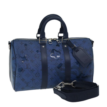 LOUIS VUITTON Aqua Garden Speedy Bandouliere 35 Bag Blue M22573 LV Auth 68921S