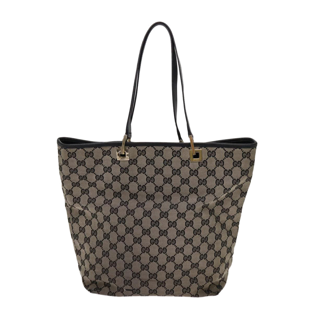 GUCCI GG Canvas Tote Bag Beige Black 001 1098 Auth 69051