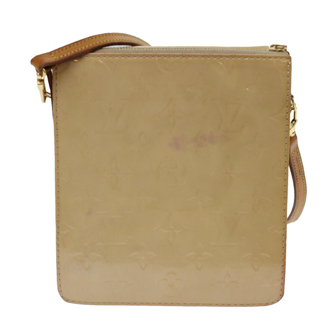 LOUIS VUITTON Monogram Vernis Motto Accessory Pouch Beige M91136 LV Auth 69248