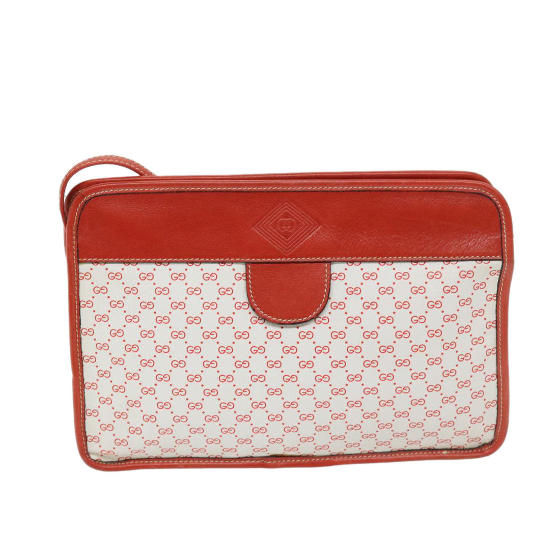 GUCCI Micro ssima Shoulder Bag PVC Red White 37 01 5554 Auth 69266