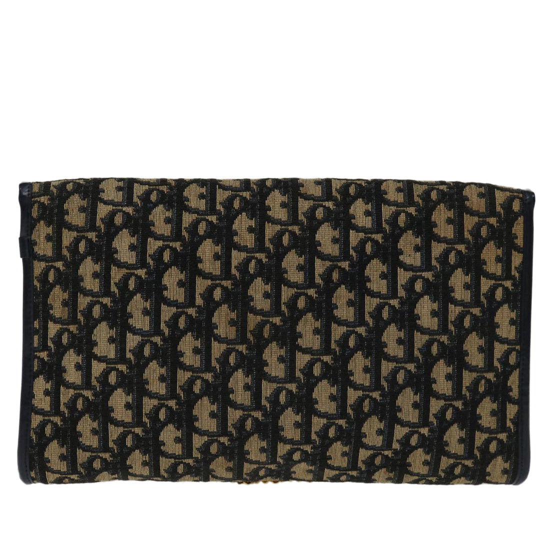 CHRISTIAN DIOR Trotter Canvas Chain Shoulder Bag Navy Auth 69501