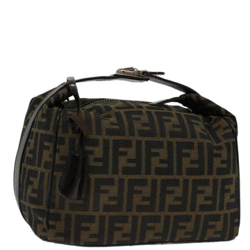 FENDI Zucca Canvas Vanity Hand Bag Brown Black Auth 69671