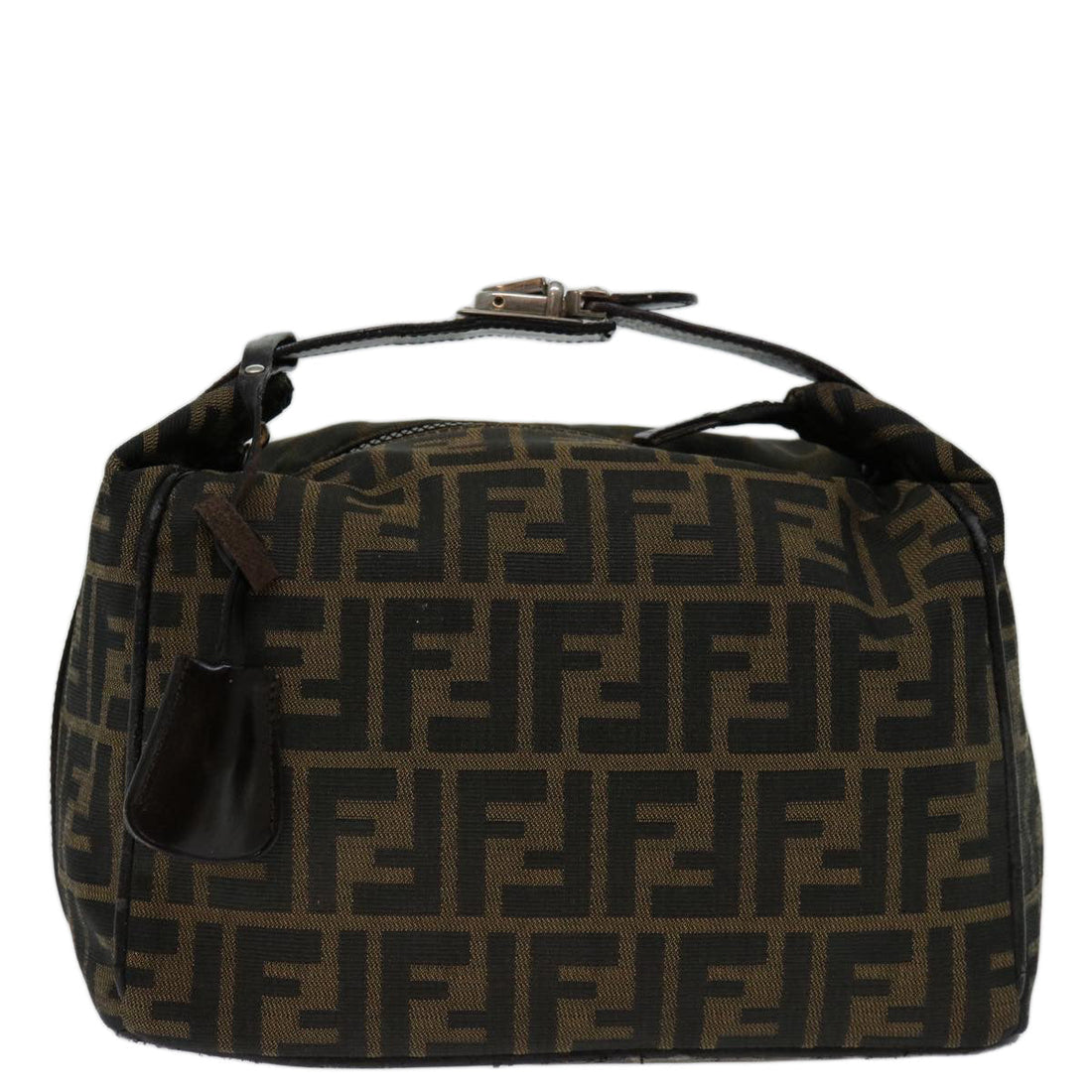 FENDI Zucca Canvas Vanity Hand Bag Brown Black Auth 69671