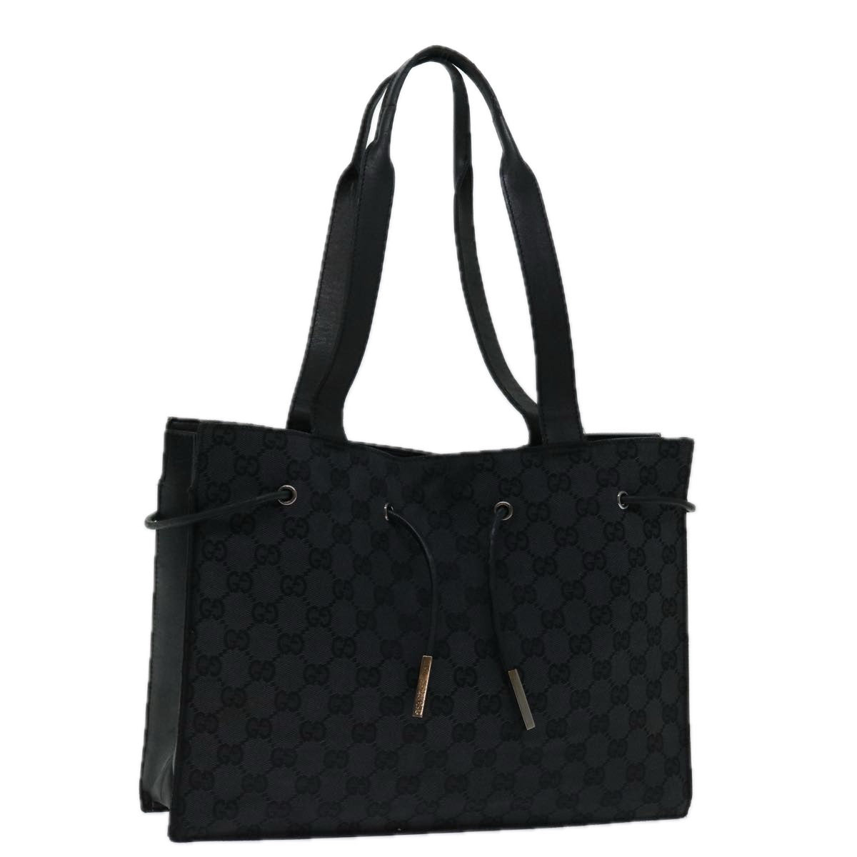 GUCCI GG Canvas Tote Bag Black 120836 Auth 69947