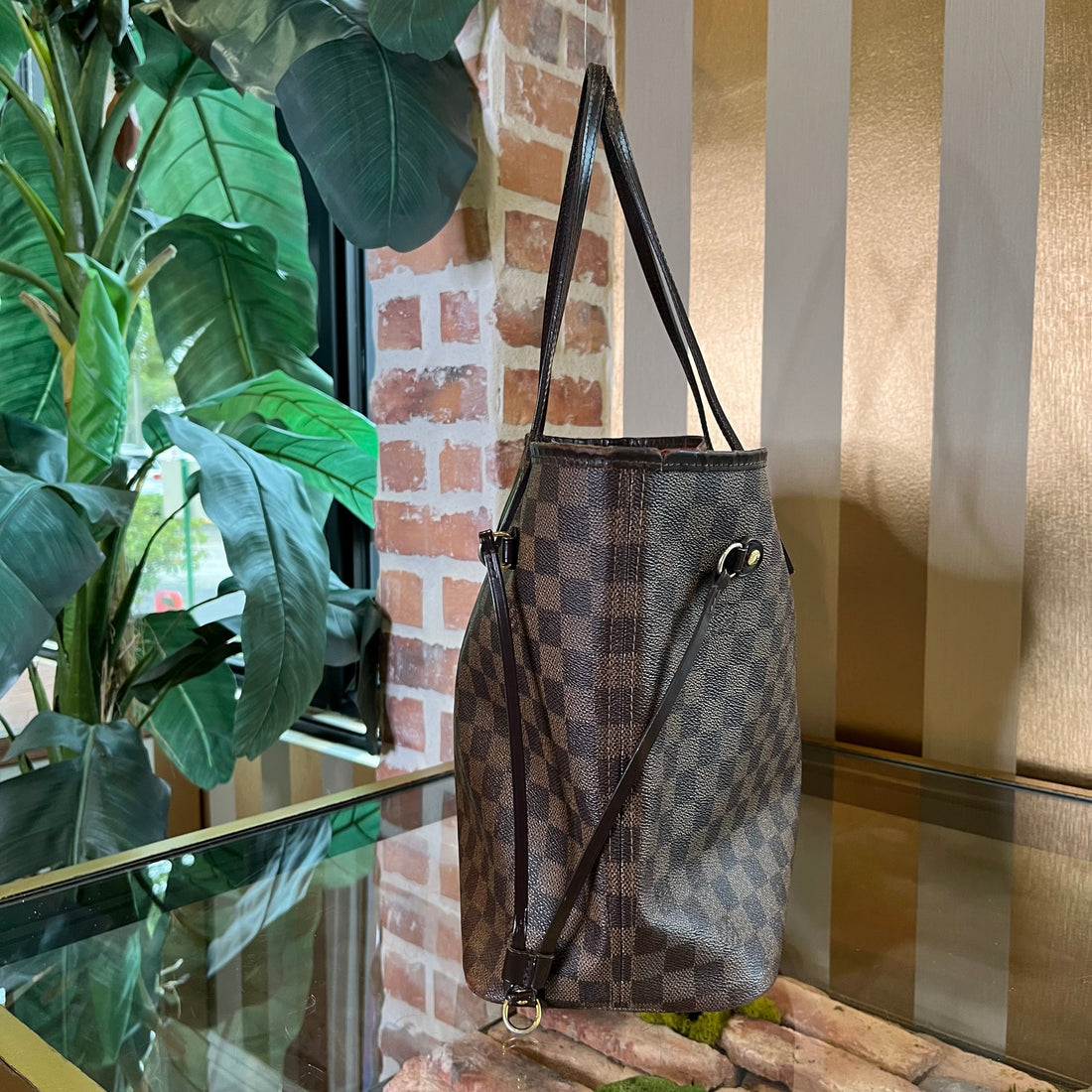 LOUIS VUITTON Neverfull MM Damier Ebene Cherry Tote