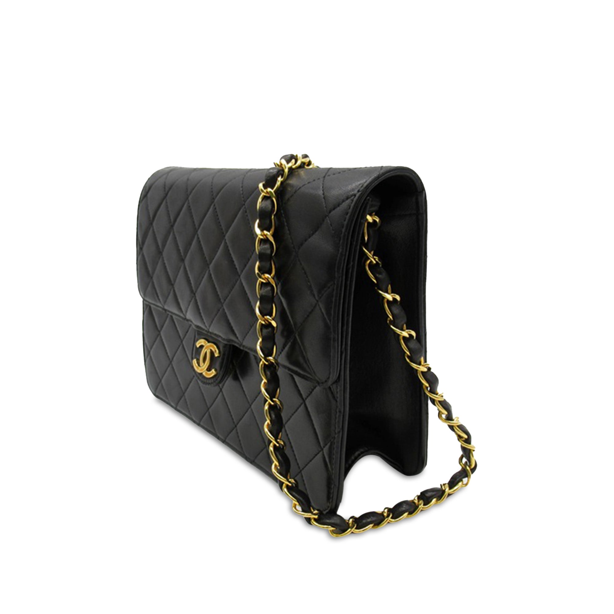 Chanel CC Quilted Lambskin Single Flap Crossbody Bag