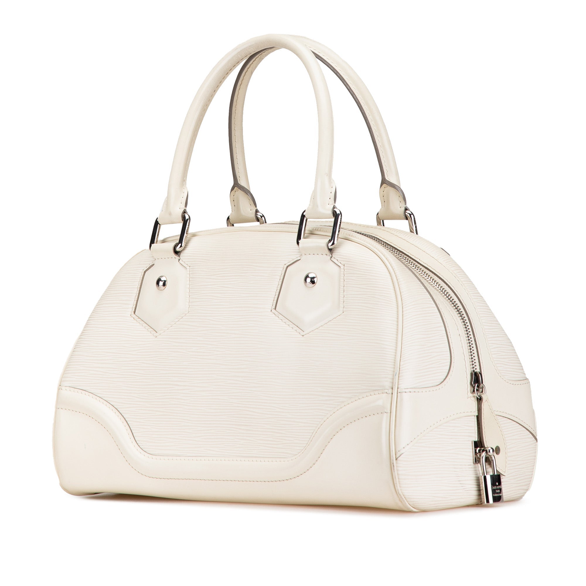 White Louis Vuitton Epi Bowling Montaigne PM Handbag