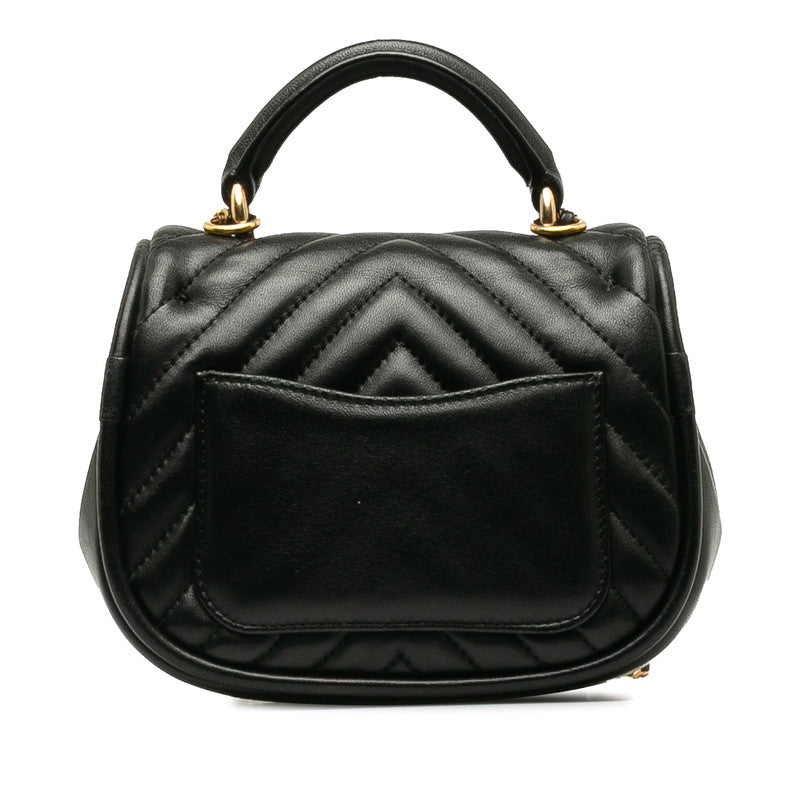 Chanel CC Chevron Mini Top Handle Bag  Leather Shoulder Bag in Good condition