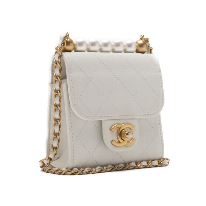 CHANEL ?CHANEL?Mini Trace Pearl Chain Sder  White  Shoulder Bag Mini Shellder Bag  Bag Hybrid ? Ship?