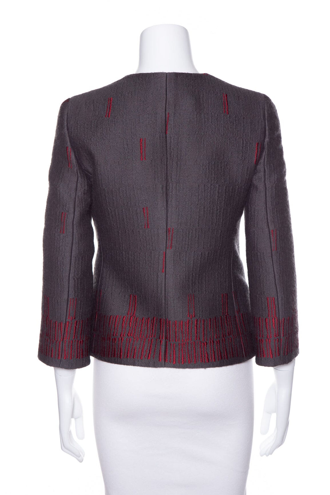 Giorgio Armani Grey and Red Embroidered Jacket SZ 36