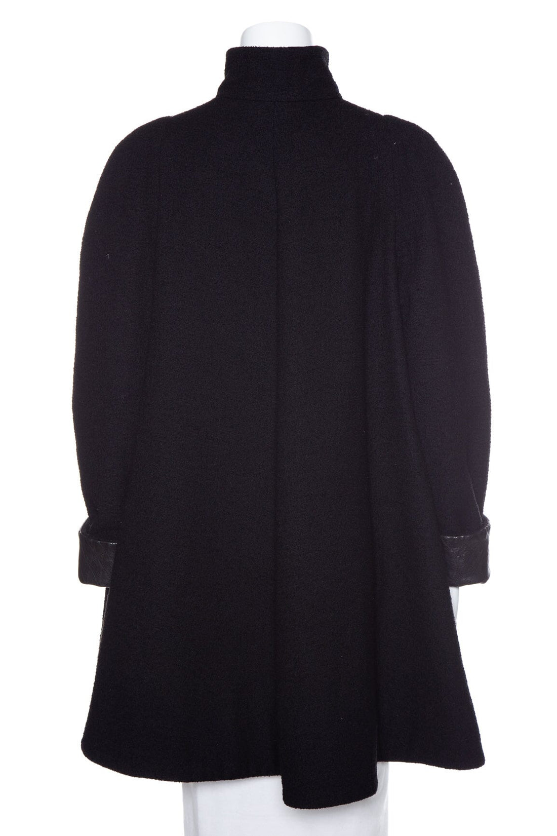 Chanel Vintage Black Wool and Leather Over Coat SZ N/A