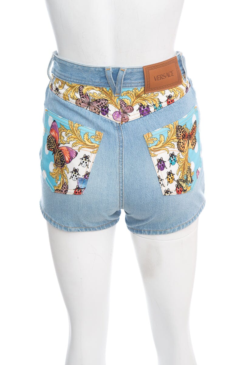Versace Denim Short with Silk Butterfly Pockets SZ 27