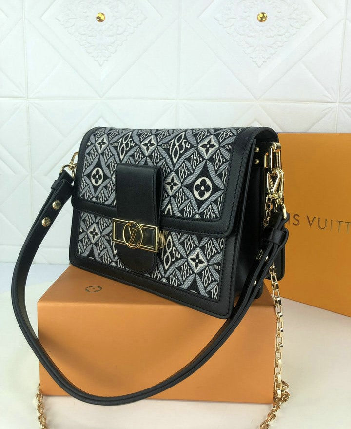 LV Dauphine MM Monogram Flowers Gray For Womtlm,  Shoulder And Crossbody Bags 9.8in/25cm LV M57211