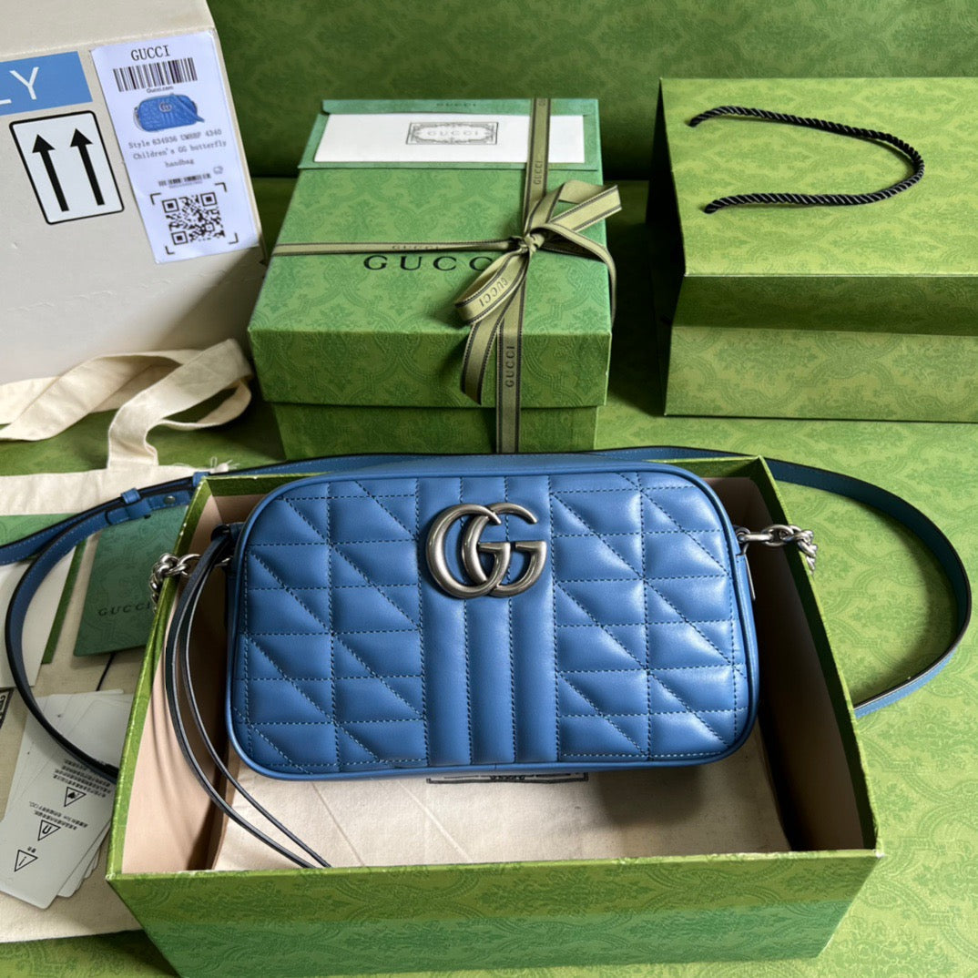 gg Marmont Matelasse Shoulder Bag Blue For Women, Women&#8217;s Bags 9.5in/24cm gg 634936 UM8BF 4340