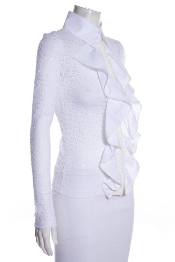Chanel White Lace Blouse SZ 36