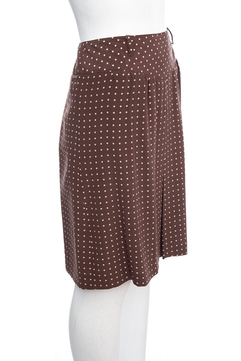 Valentino Brown Silk Polka Dot Mini Skirt SZ 6