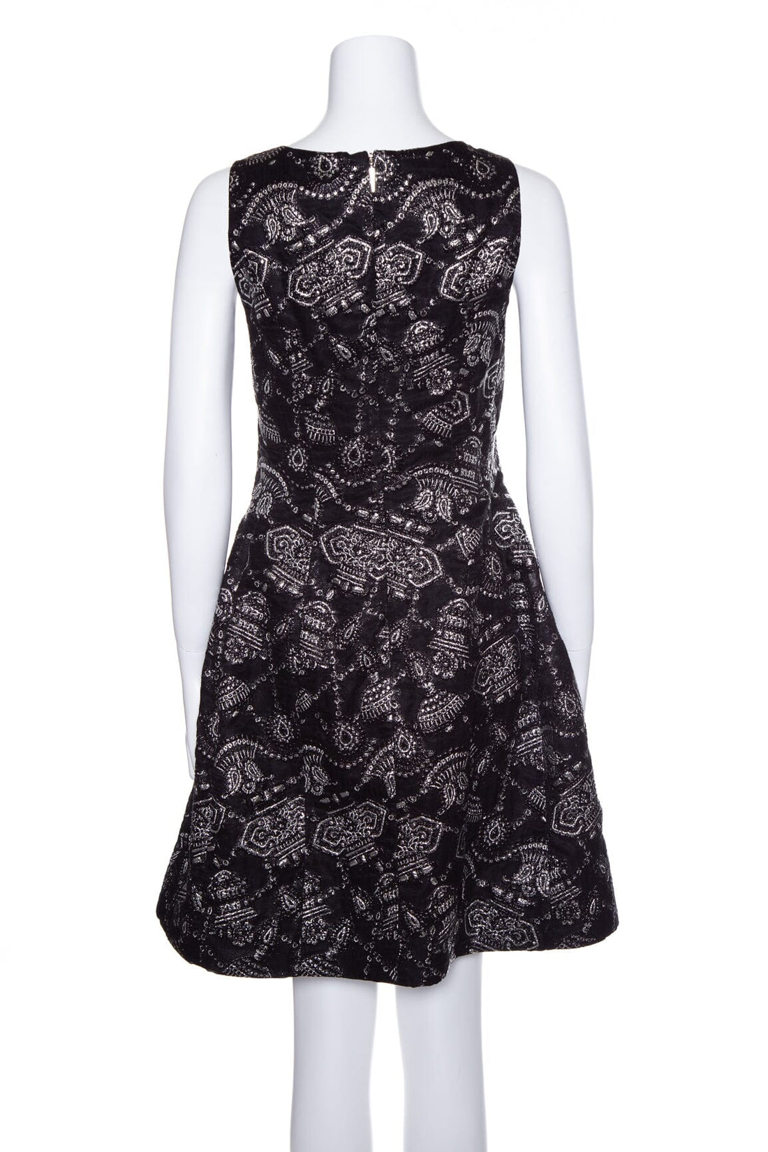 Prabal Gurung Black and Silver Print Sleeveless Dress SZ 6 NWT