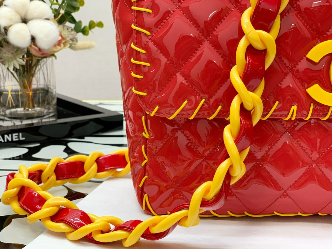 CHLVinyl Classic Red and Yellow Shoulder bag For Womtlm 29cm/11.5in