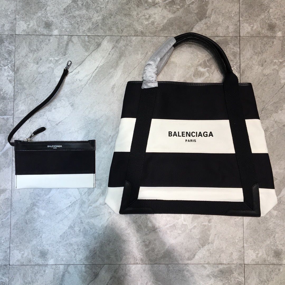 Baltlm Navy Medium Cabas Tote Bag In Black And White, For Womtlm,  Bags 14.1in/36cm