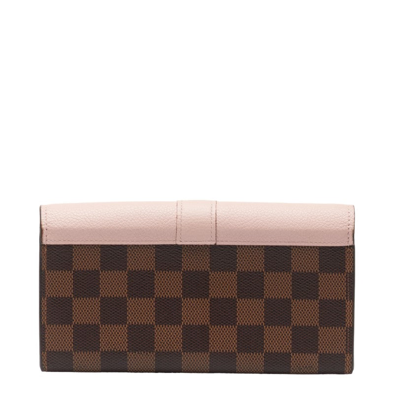 Louis Vuitton Damier Portefolio Clapton Long Wallet N64447 Magnolia Pink Brown PVC Leather  LOUIS VUITTON