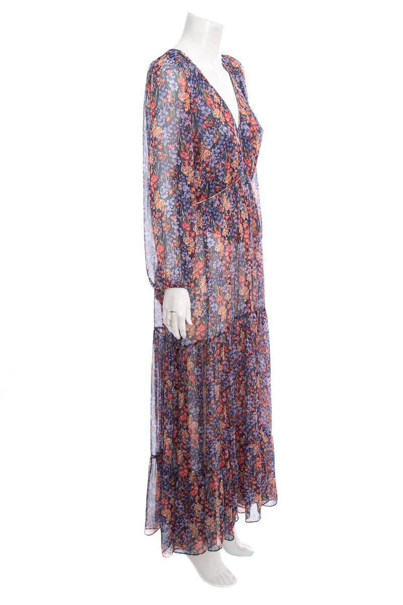 Misa Multicolor Floral Sheer Maxi Dress SZ L