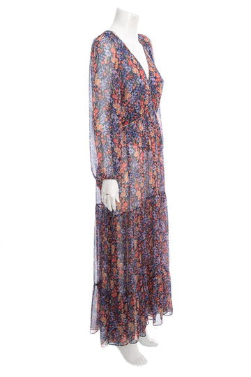 Misa Multicolor Floral Sheer Maxi Dress SZ L