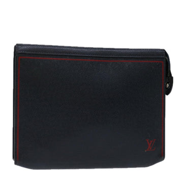 LOUIS VUITTON Taiga Pochette Voyager MM Clutch Bag Blue Marine M63394 Auth 70038