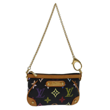 LOUIS VUITTON Multicolor Pochette Mira PM Pouch Black M60099 LV Auth 70055A