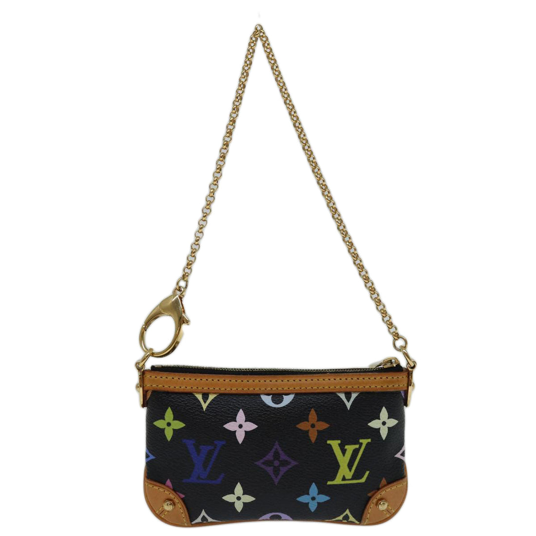 LOUIS VUITTON Multicolor Pochette Mira PM Pouch Black M60099 LV Auth 70055A