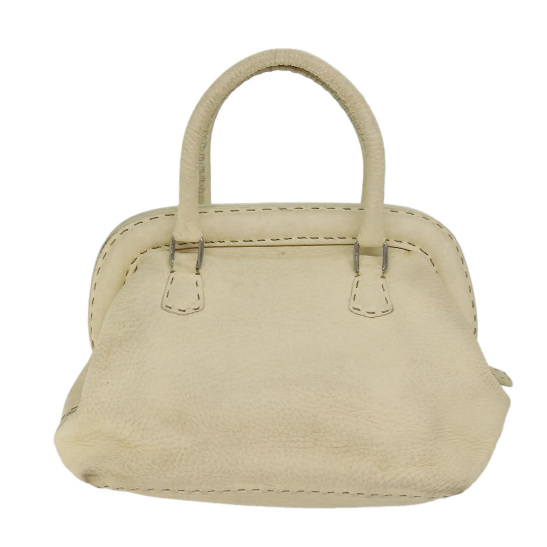 FENDI Hand Bag Canvas Beige Auth 70574