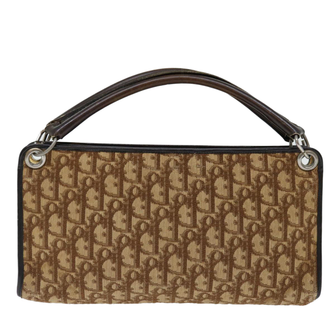CHRISTIAN DIOR Trotter Canvas Hand Bag Canvas Brown Auth 70637