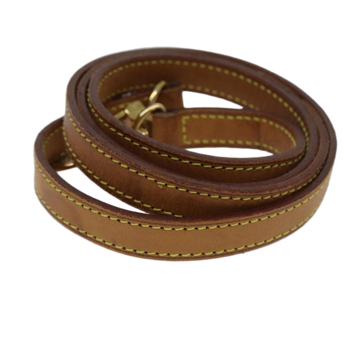 LOUIS VUITTON Shoulder Strap Leather 43.3" Beige LV Auth 70880